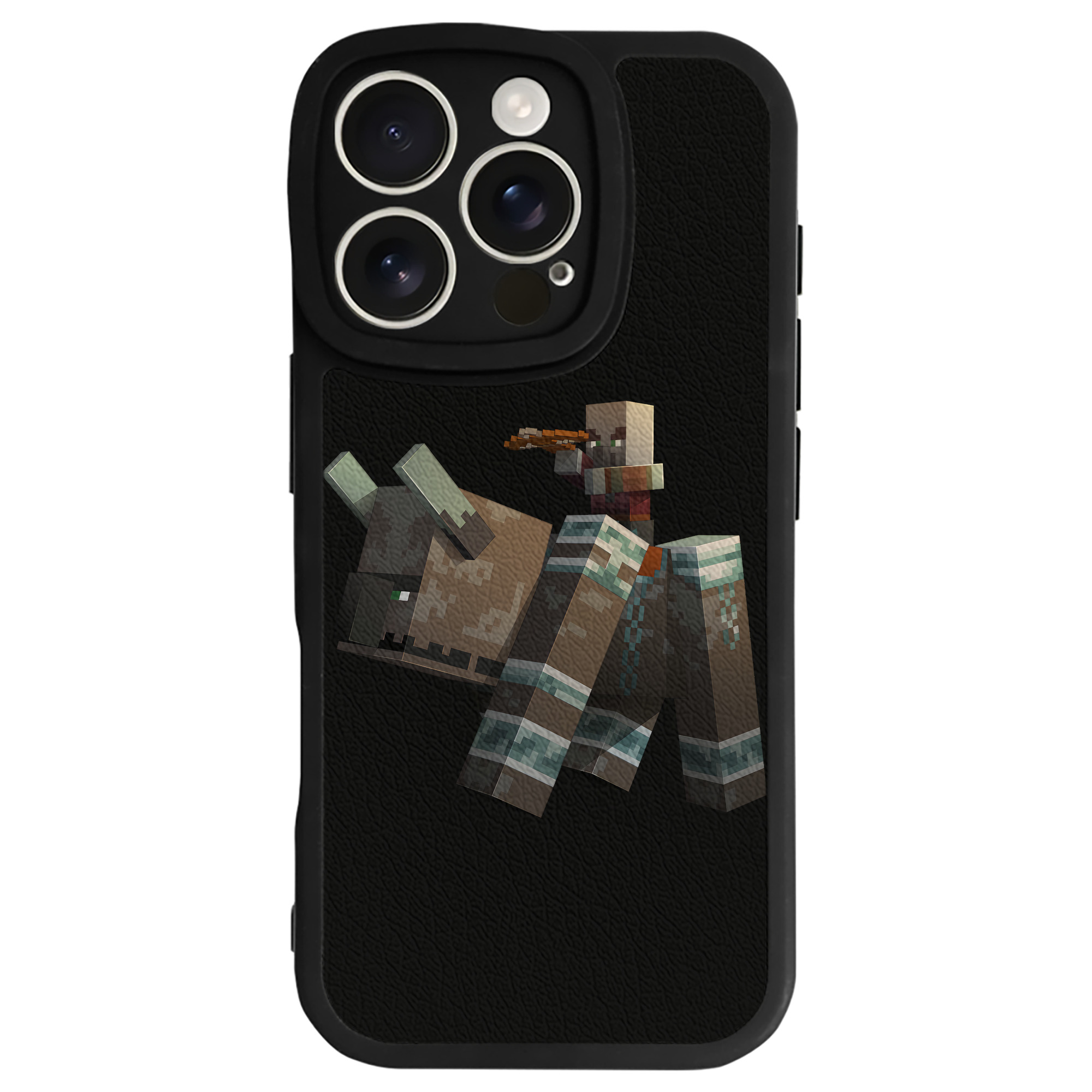 （画像用） マインクラフト ブロックの世界 Minecraft MC Block world 【iPhone 16シリーズ対応】シリコンスマホケース（レザー調） 材質：シリコン